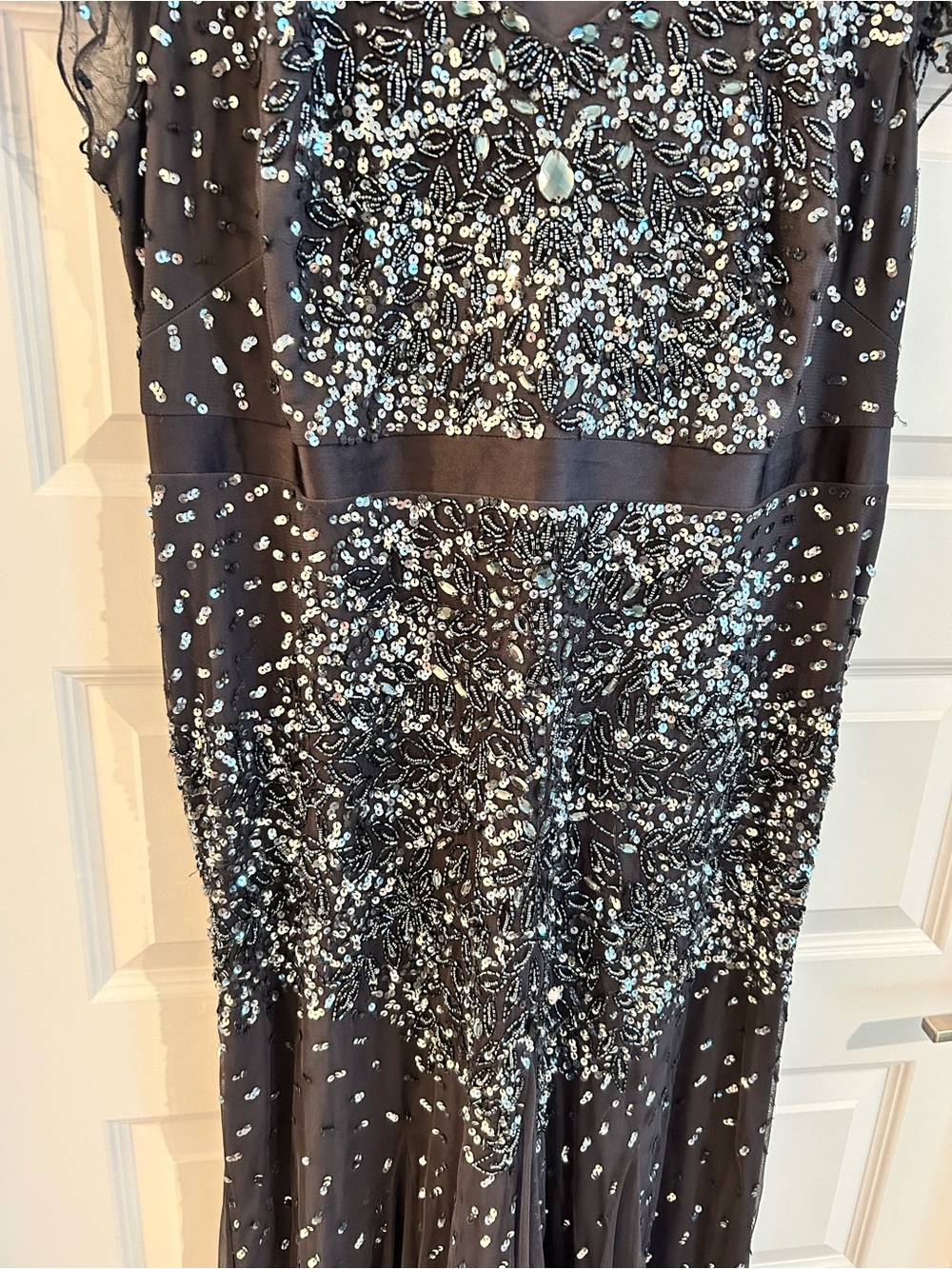 Adrianna Papell Mother of the Groom Bride Embellished Gown Gray Silver Size 18W - Picture 4 of 16